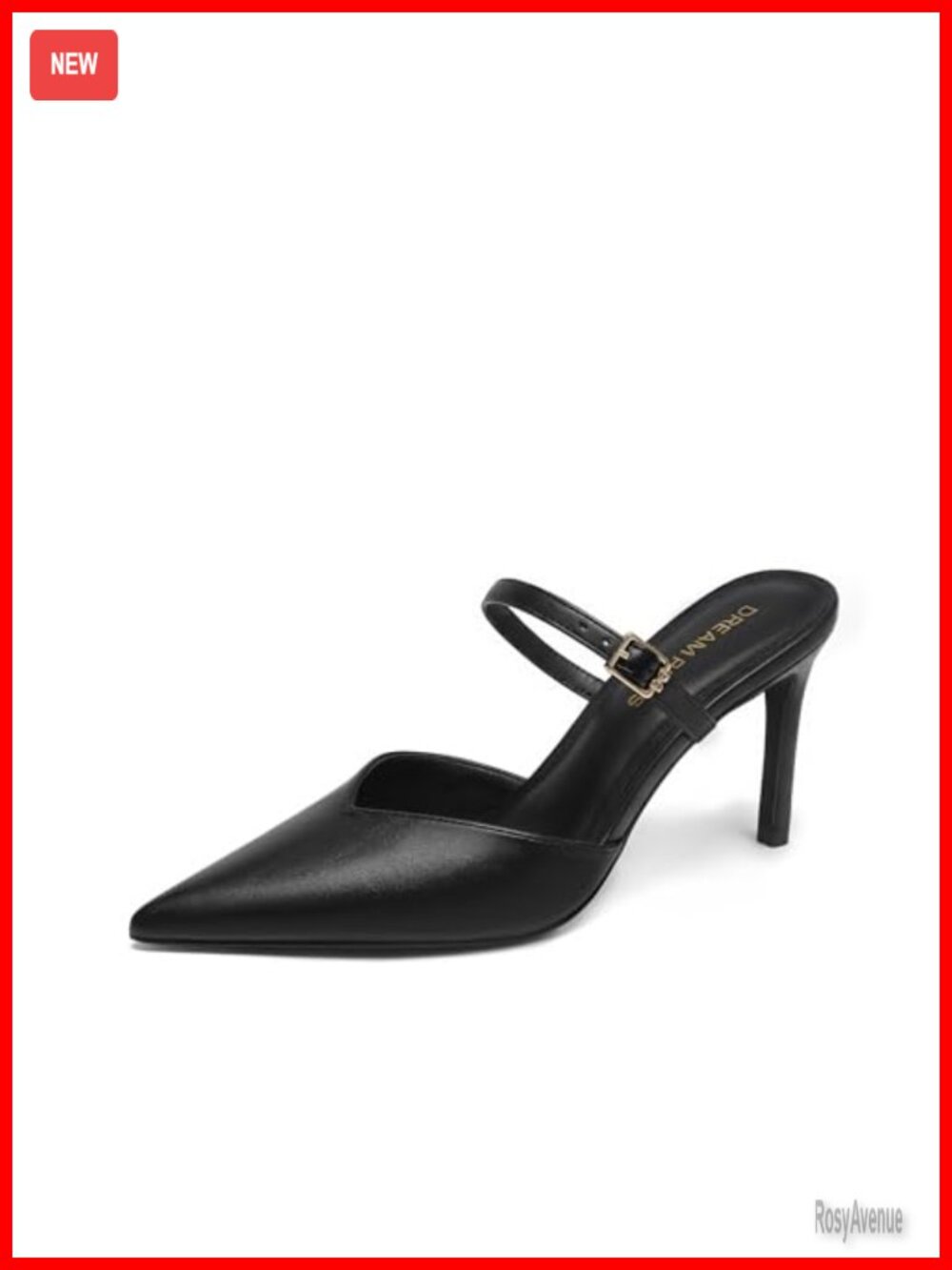 Womens Pointed Toe Stiletto Mule Heels Faux Leather Slip-On